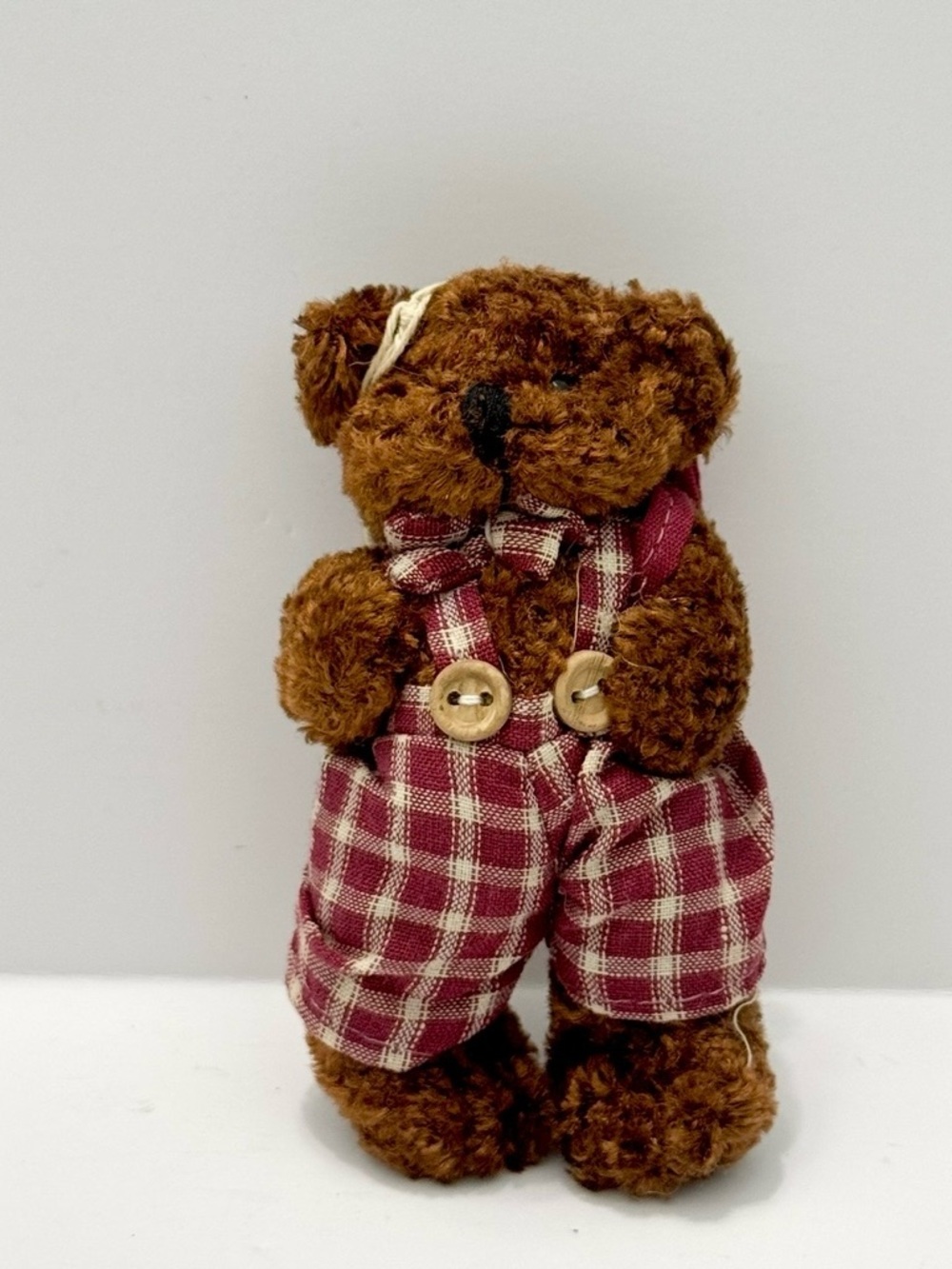 Unbranded Boyd’s Brown Plush Teddy Bear with Red Plaid Overalls